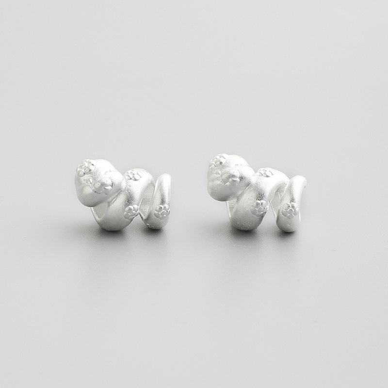 S999 Sterling Silver Zodiac Snake Spacer Beads (Running Ring, Scrolling Snake) - DIY Accessories