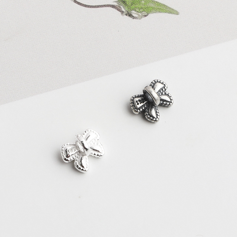 S925 Sterling Silver Bow Button Spacer Bead - DIY Accessory