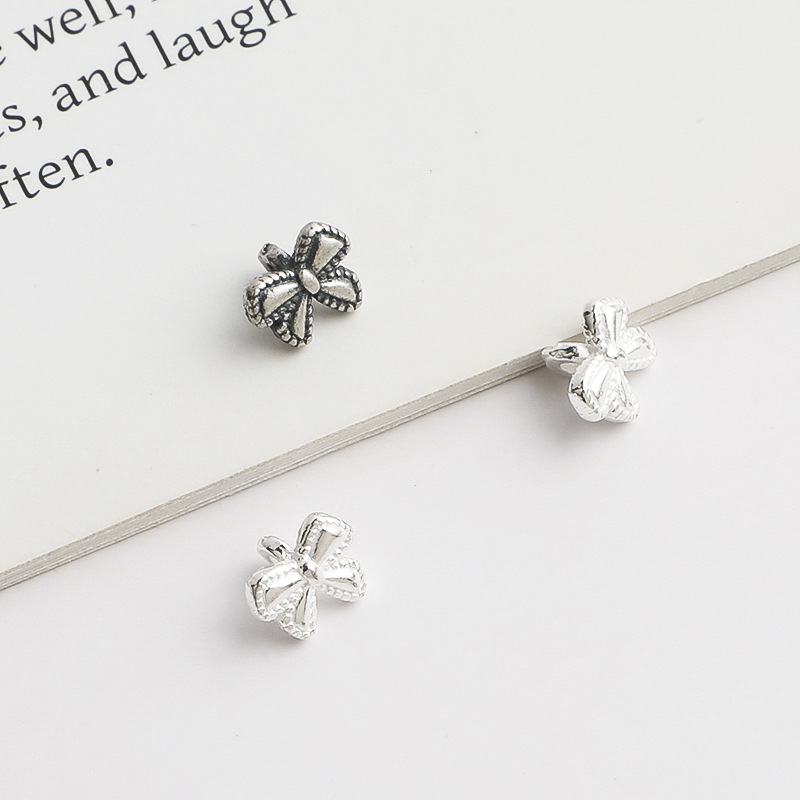 S925 Sterling Silver Bow Button Spacer Bead - DIY Accessory