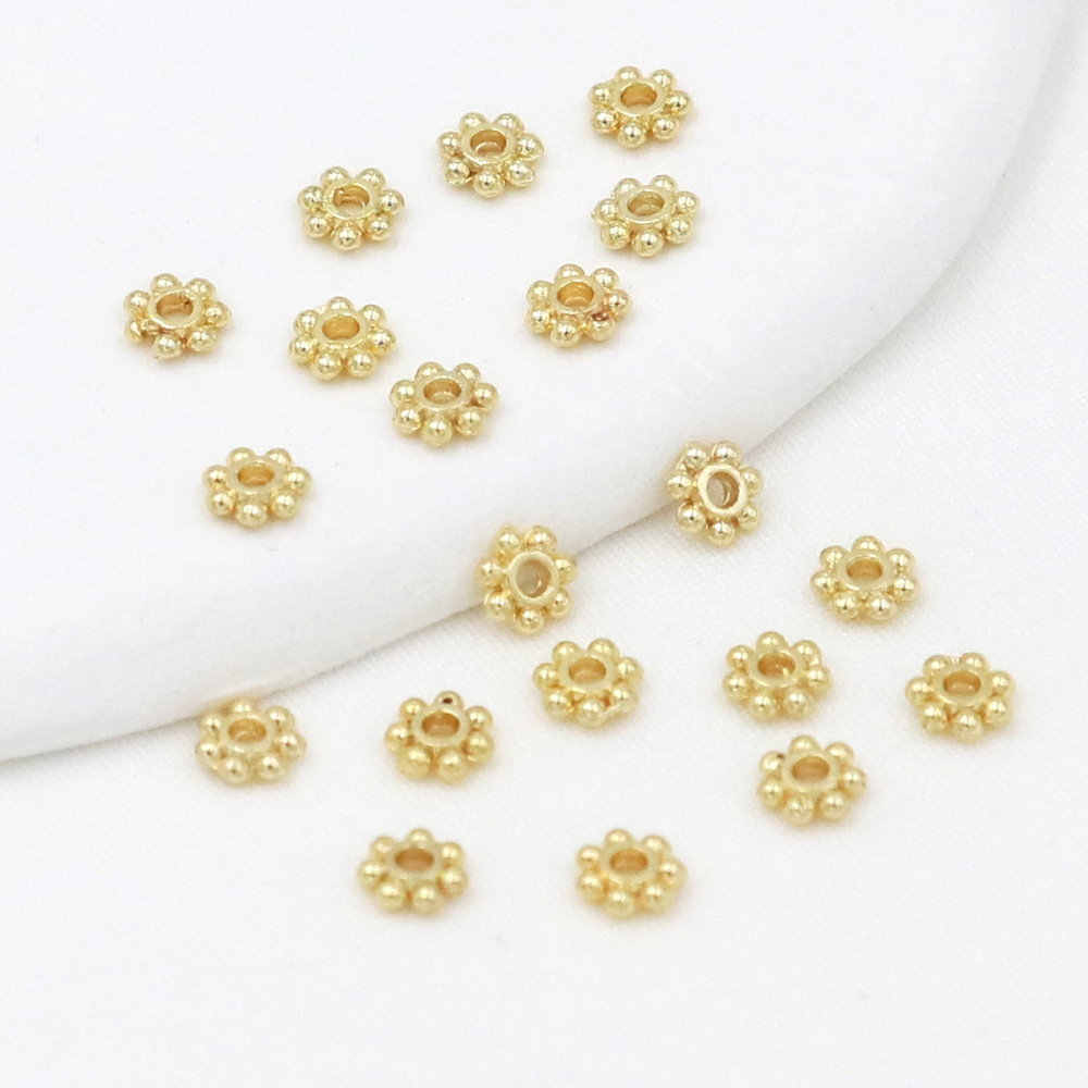 MYK3780-100 pieces/bag 18K beaded flower holder snowflake spacer