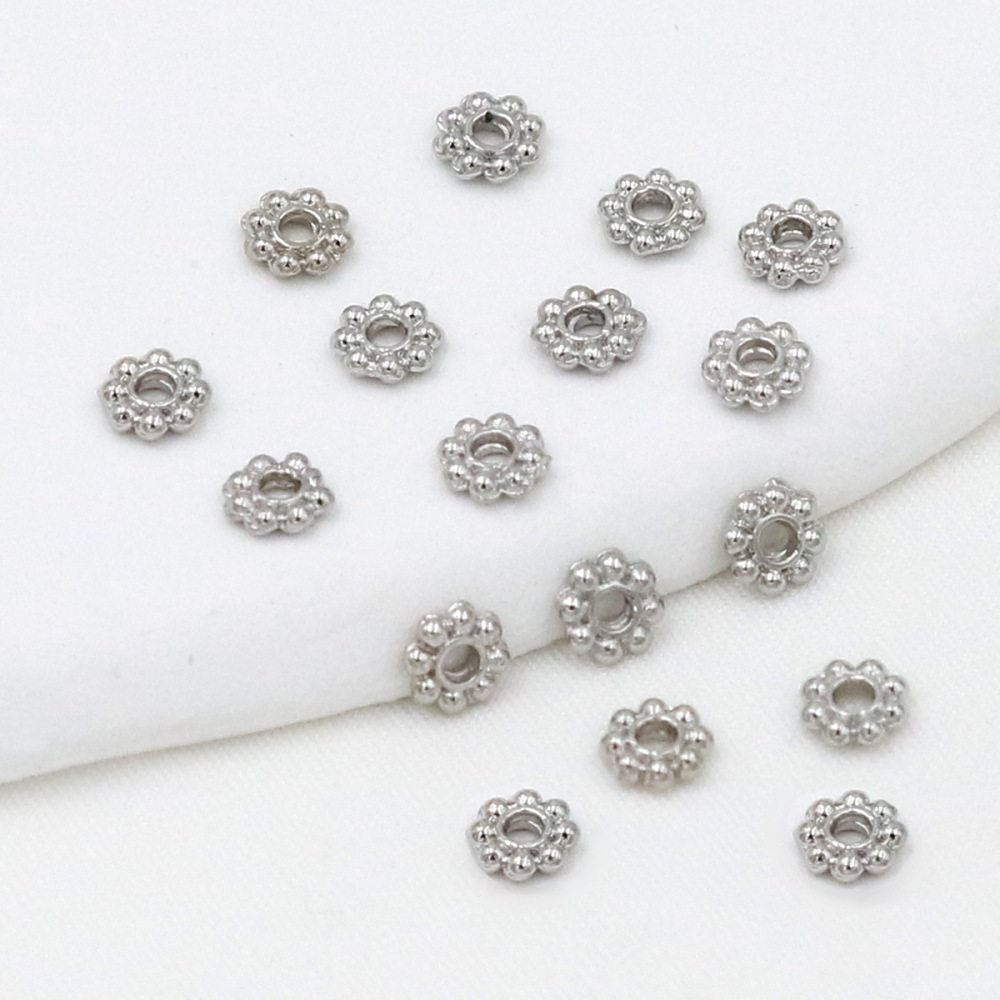 MYK3780-100 pieces/bag 18K beaded flower holder snowflake spacer