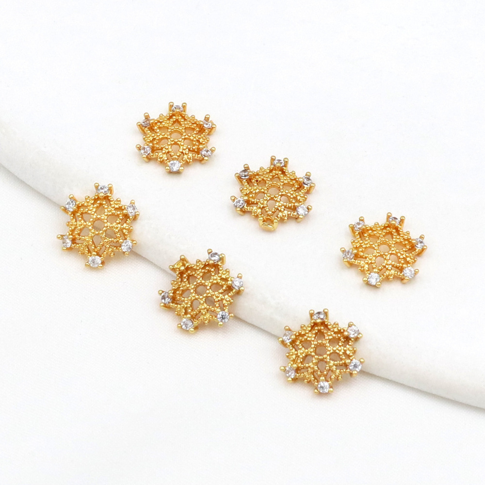 MYK3778-100 pieces/bag 18K gold diamond-encrusted openwork floral divider