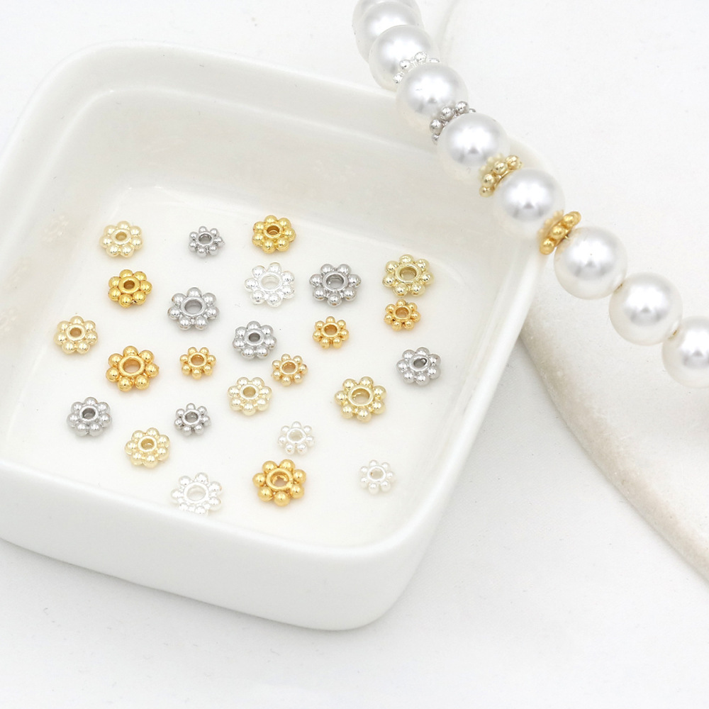 MYK3780-100 pieces/bag 18K beaded flower holder snowflake spacer
