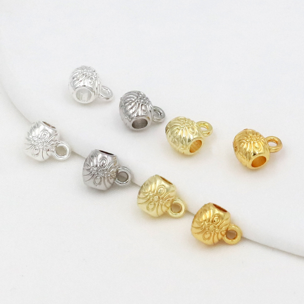 MYK3781-100 pieces/bag 18K round spacer bead pendant with pendant ring