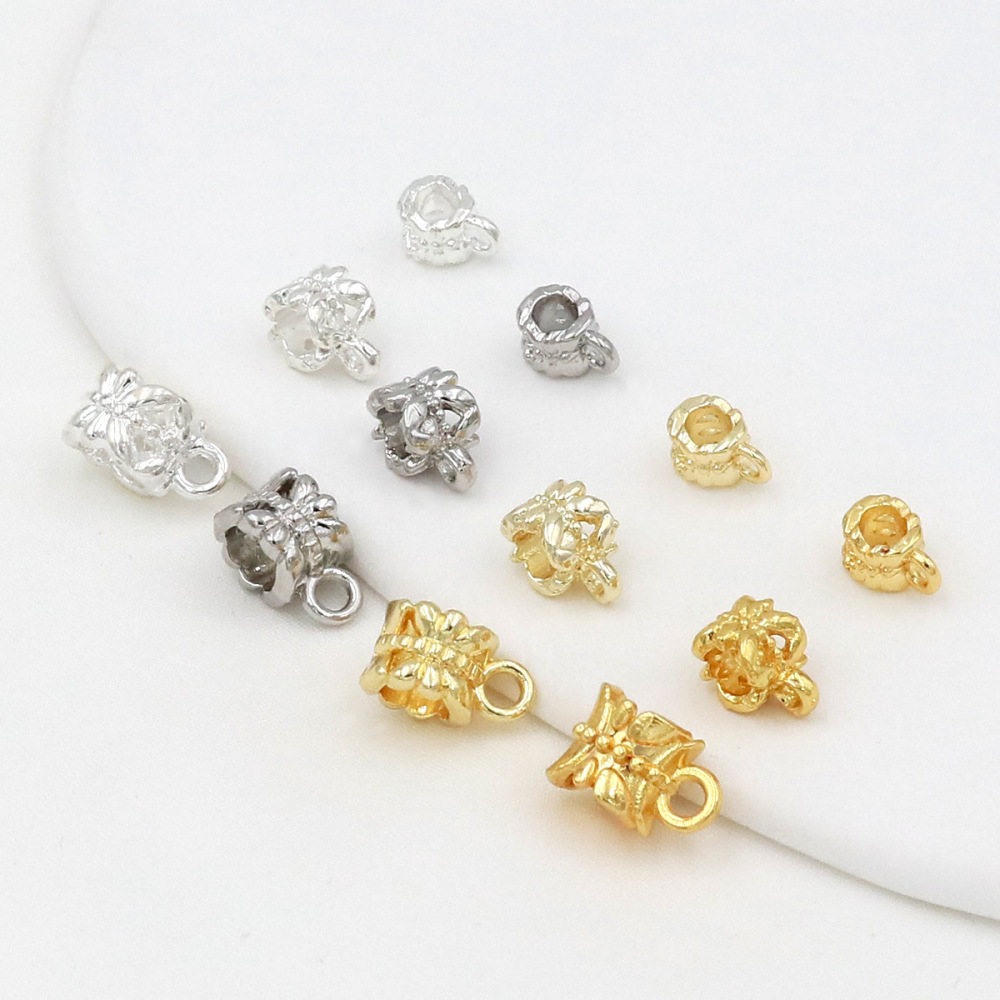 MYK3781-100 pieces/bag 18K round spacer bead pendant with pendant ring