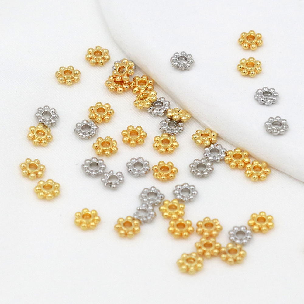 MYK3780-100 pieces/bag 18K beaded flower holder snowflake spacer