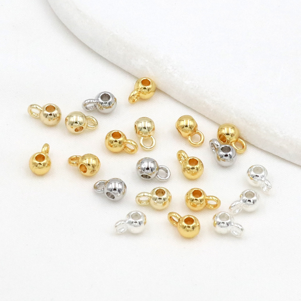 MYK3781-100 pieces/bag 18K round spacer bead pendant with pendant ring