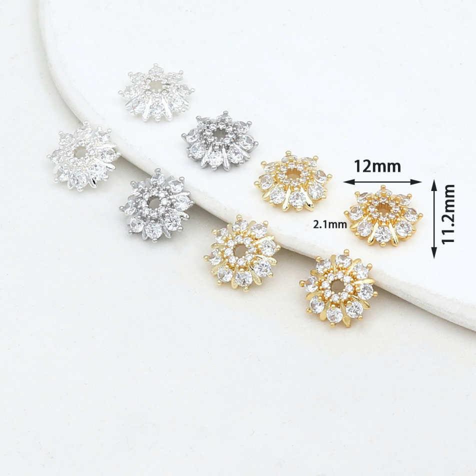 MYK3778-100 pieces/bag 18K gold diamond-encrusted openwork floral divider