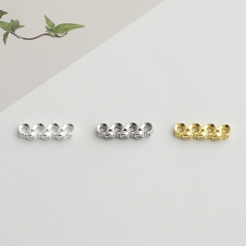 S925 Sterling Silver Gold-Plated 3D Triangular Spacer Beads - DIY Accessories