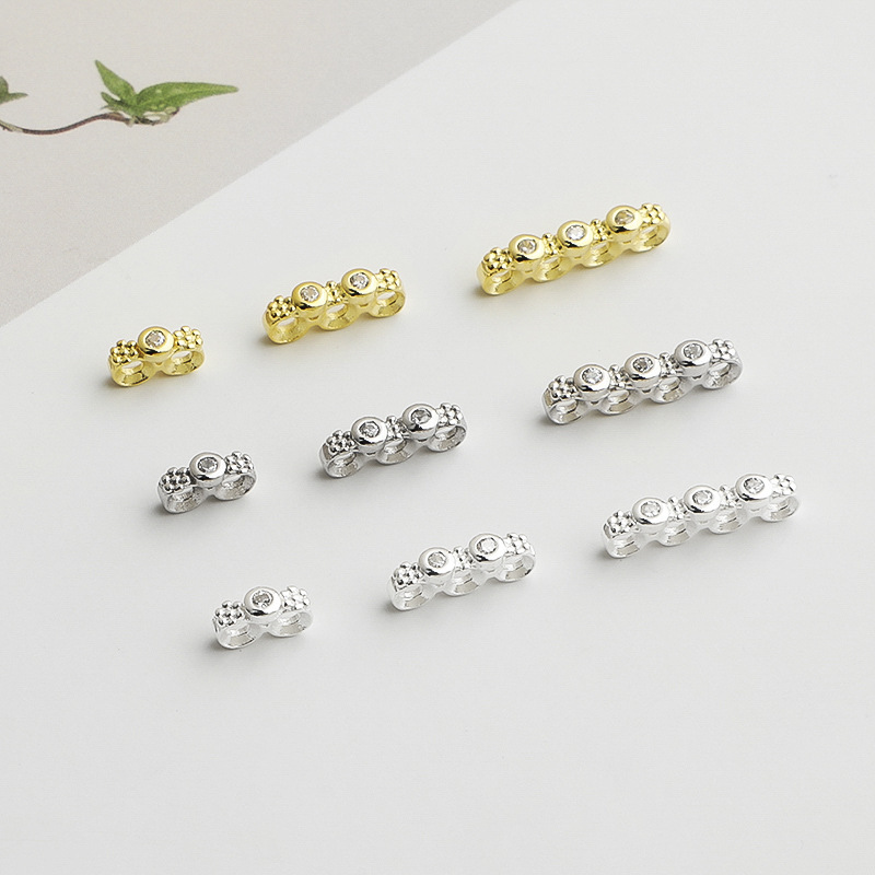 S925 Sterling Silver Gold-Plated 3D Triangular Spacer Beads - DIY Accessories