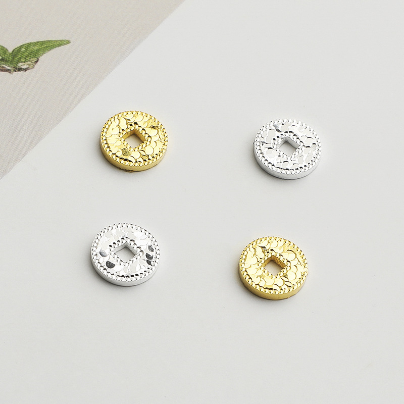 S925 Sterling Silver Gold-Plated Sparkling Ice-Shattering Money Spacer Beads - DIY Accessories