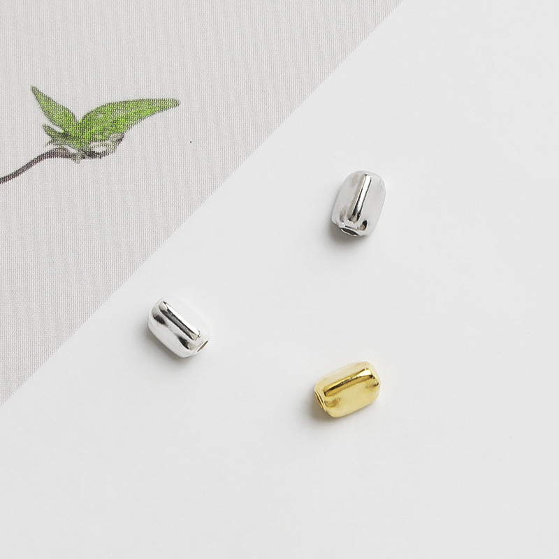 S925 Sterling Silver Gold-Plated 3D Triangular Spacer Beads - DIY Accessories