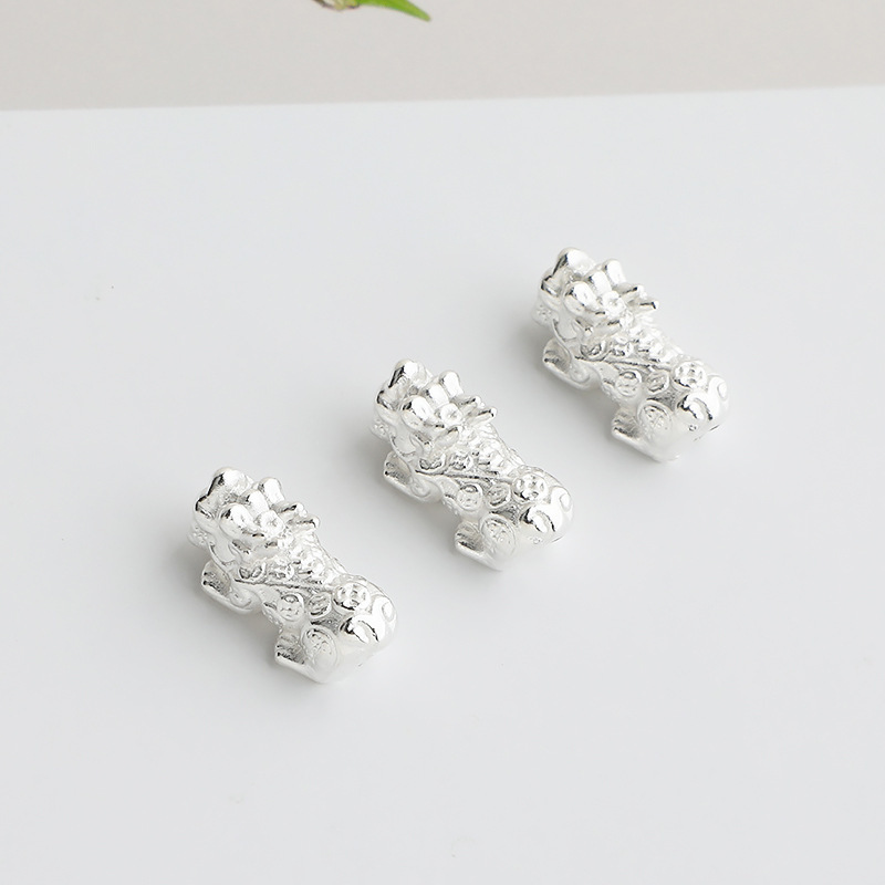 S999 Sterling Silver Money-Shaped Pixiu Spacer Bead - DIY Accessory