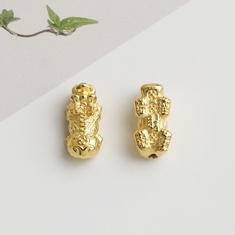 S999 Sterling Silver Money-Shaped Pixiu Spacer Bead - DIY Accessory