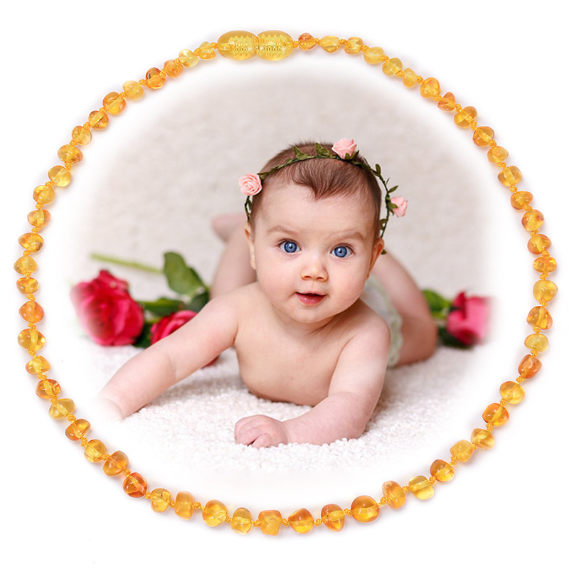 MYK3830-Natural Baltic Amber Necklace for Children