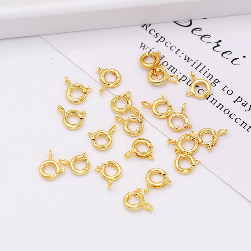 MYK3822-100 pieces/bag 18K gold O-ring spring thin necklace clasp