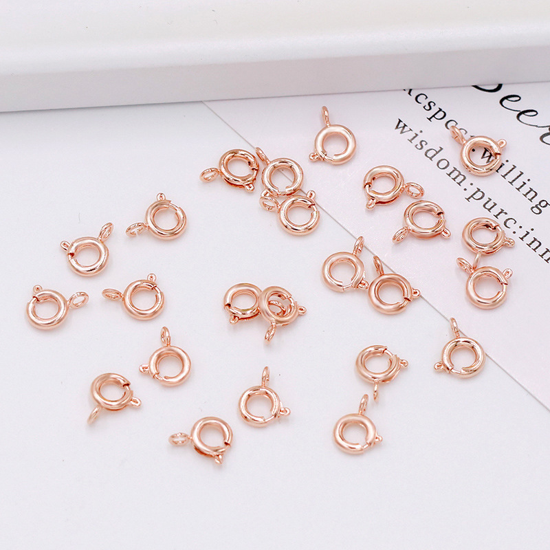 MYK3822-100 pieces/bag 18K gold O-ring spring thin necklace clasp