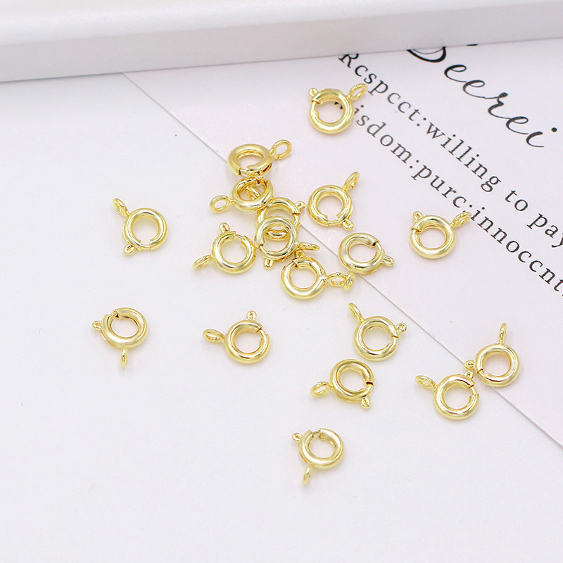 MYK3822-100 pieces/bag 18K gold O-ring spring thin necklace clasp