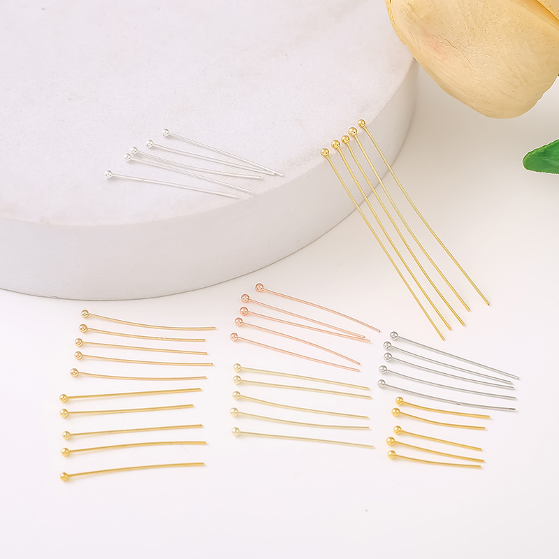 MYK3821-100 pieces/bag 18K gold round-headed ball pins, large pins, connecting pins