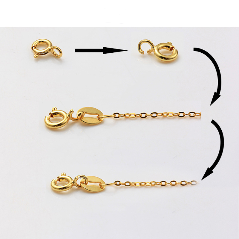 MYK3822-100 pieces/bag 18K gold O-ring spring thin necklace clasp