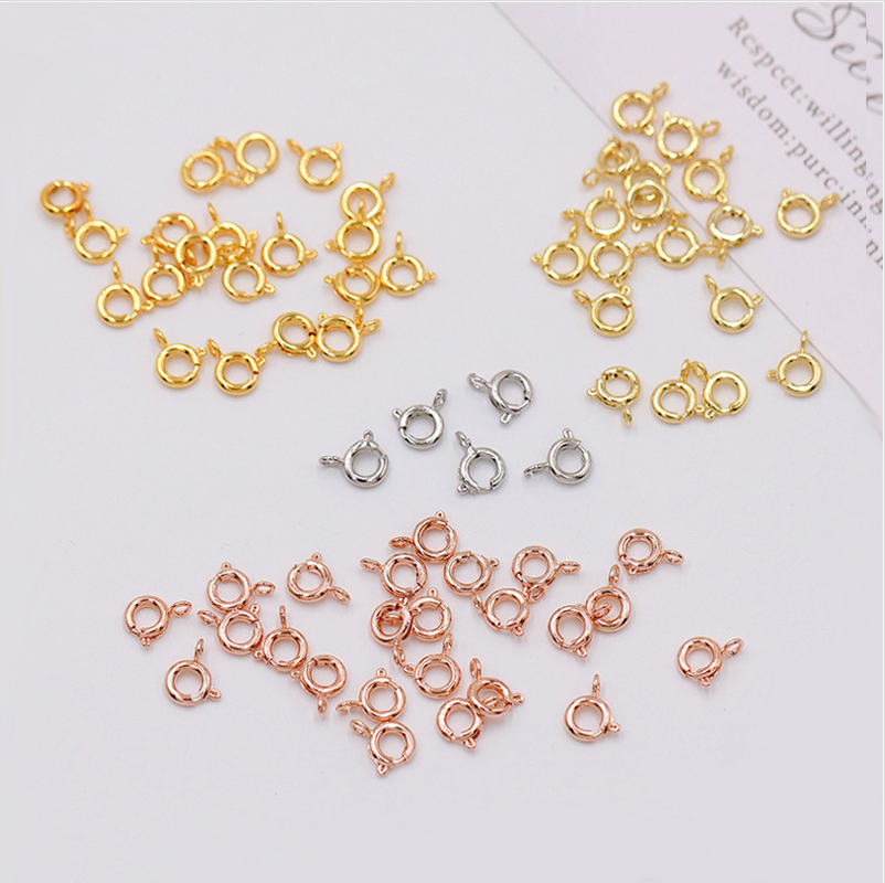 MYK3822-100 pieces/bag 18K gold O-ring spring thin necklace clasp
