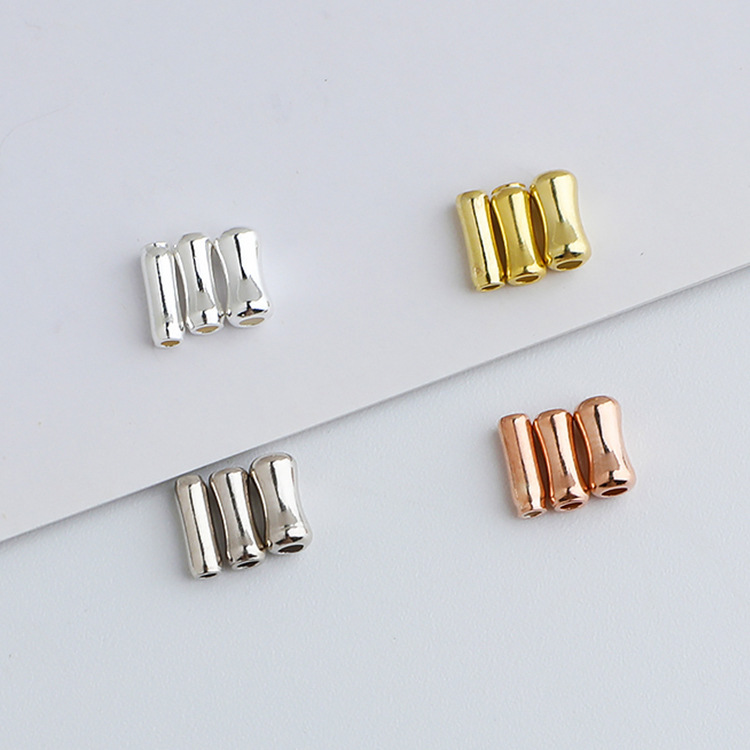 S925 Sterling Silver Small Straight Tube Bamboo-Shaped Spacer Beads - DIY Accessories
