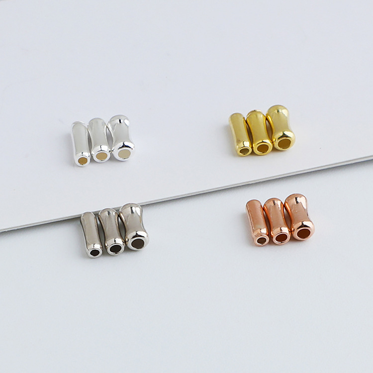 S925 Sterling Silver Small Straight Tube Bamboo-Shaped Spacer Beads - DIY Accessories