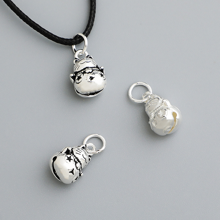 S925 Sterling Silver Thai Silver Cat Pendant - Lucky Cat Charm - DIY Accessories