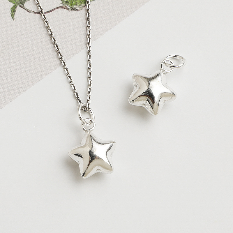 S925 Sterling Silver 3D Star Pendant - DIY Accessories