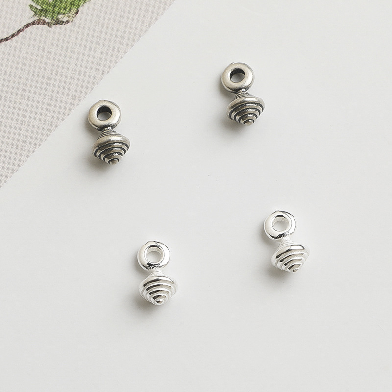 S925 Sterling Silver Vintage Spinning Top Pendant - DIY Accessory
