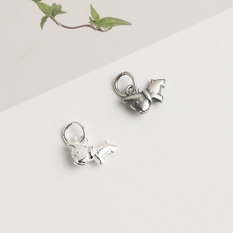 S925 Sterling Silver Vintage Cute Puppy Pendant - DIY Accessories