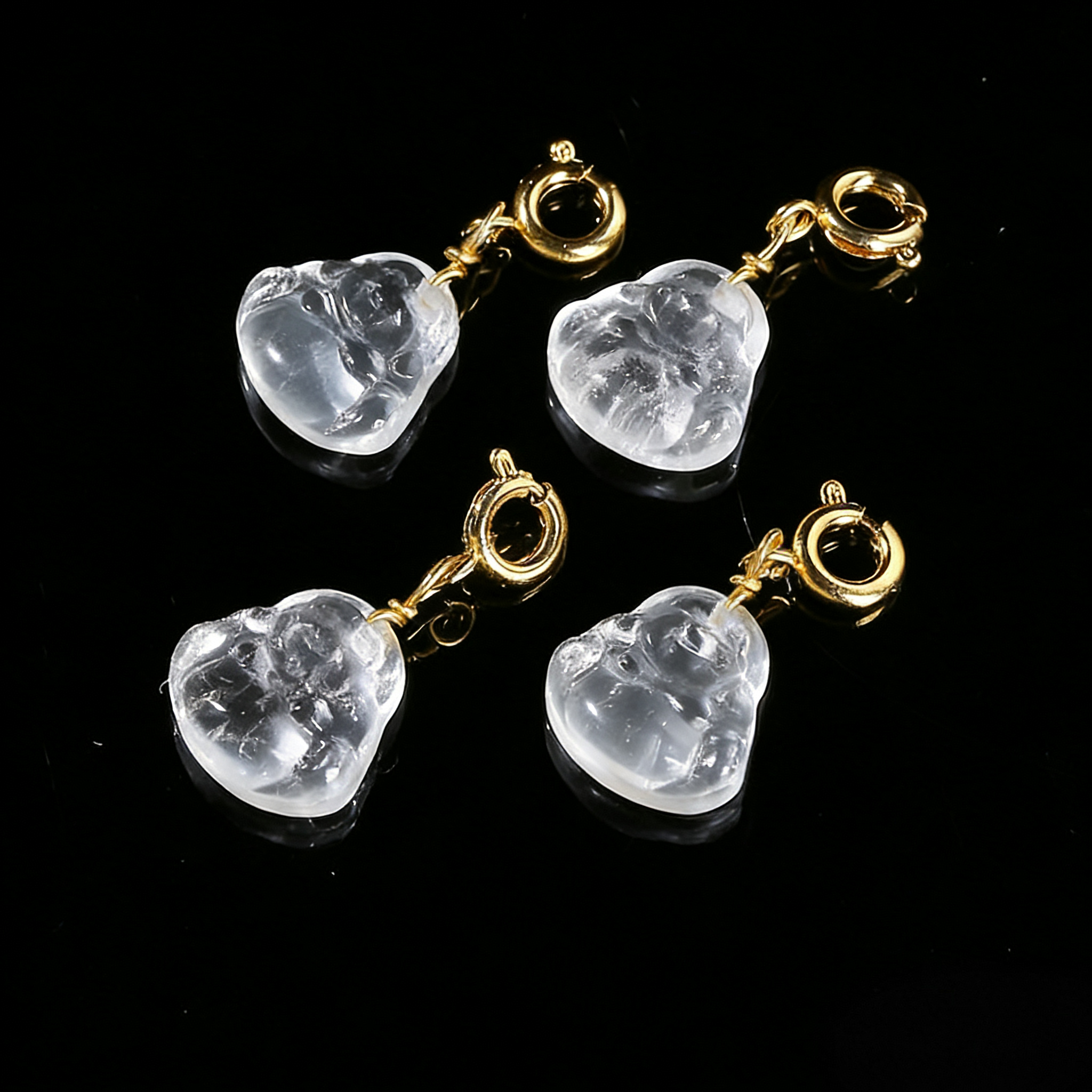 MYK3932-Natural Clear Quartz Carved Buddha Pendant