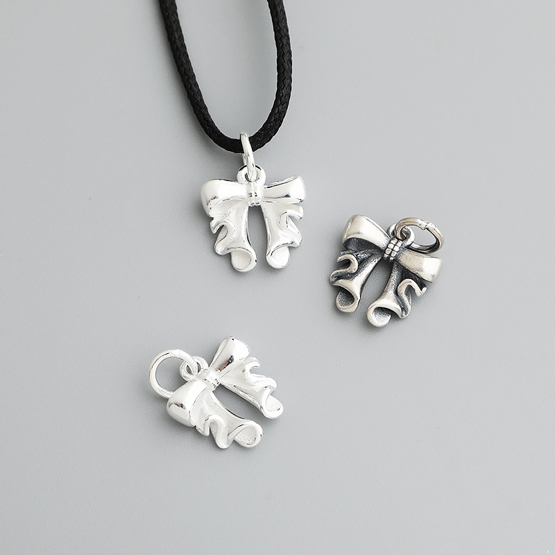 S925 Sterling Silver Thai Silver Bow Pendant - DIY Accessories