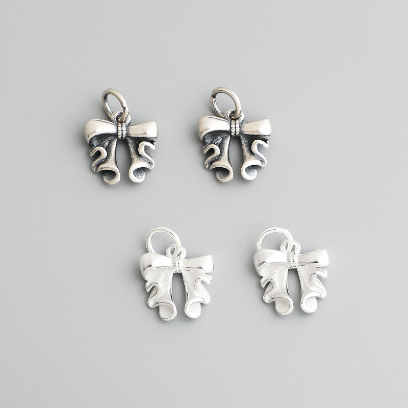 S925 Sterling Silver Thai Silver Bow Pendant - DIY Accessories