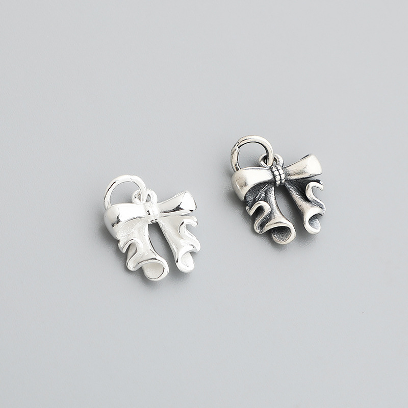 S925 Sterling Silver Thai Silver Bow Pendant - DIY Accessories