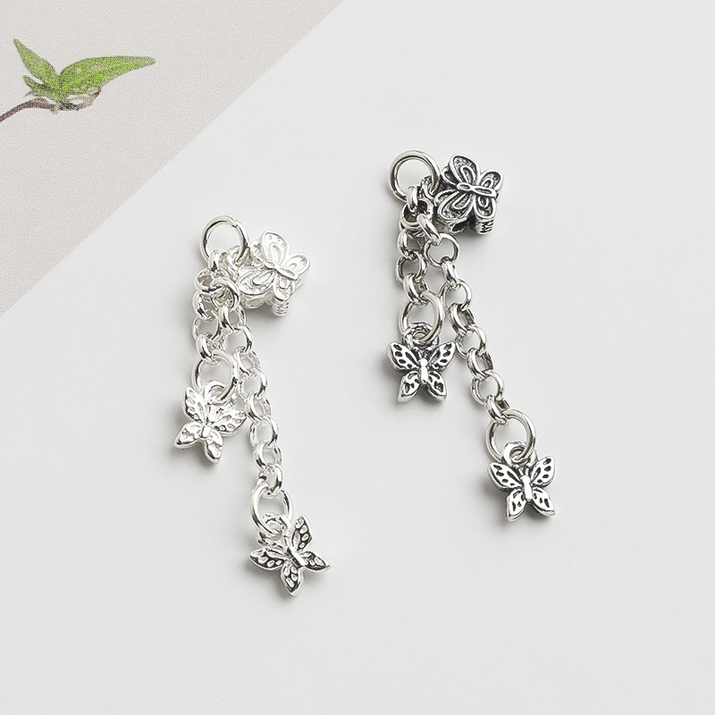 S925 Sterling Silver Thai Silver Butterfly Tassel Pendant - DIY Accessories