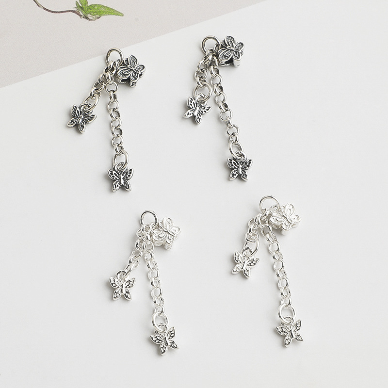 S925 Sterling Silver Thai Silver Butterfly Tassel Pendant - DIY Accessories