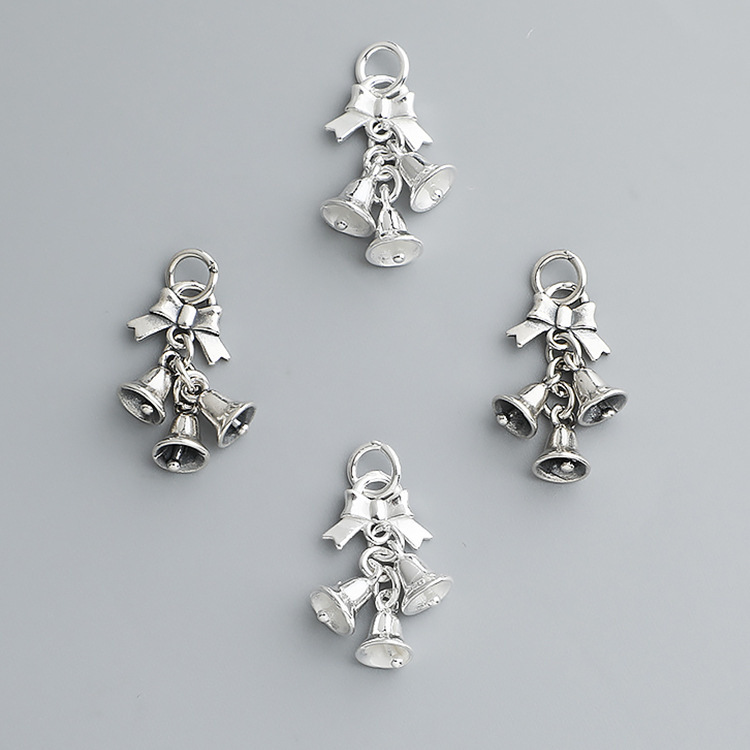 S925 Sterling Silver Bow Bell Pendant - DIY Accessory