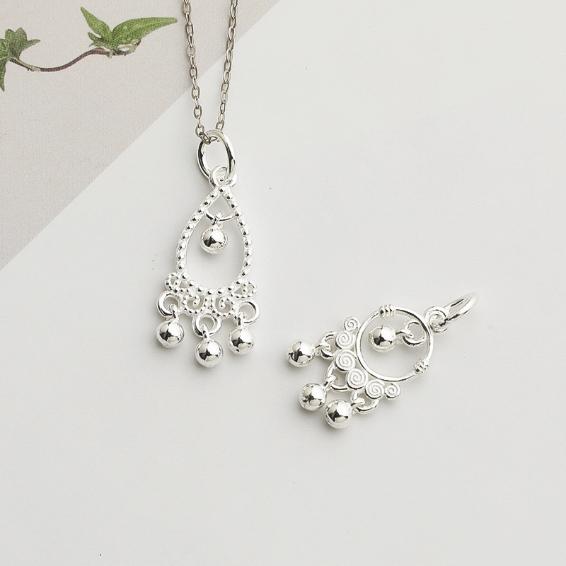 S925 Sterling Silver Auspicious Cloud Round Tassel Pendant - DIY Accessories