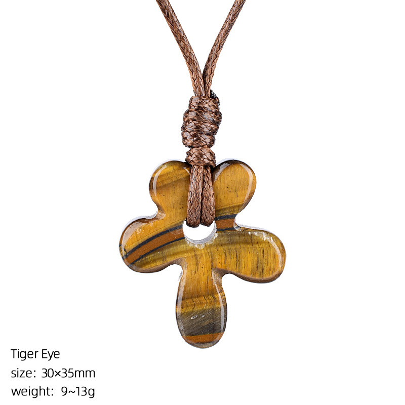 MYK4014-Natural stone five-petal flower necklace