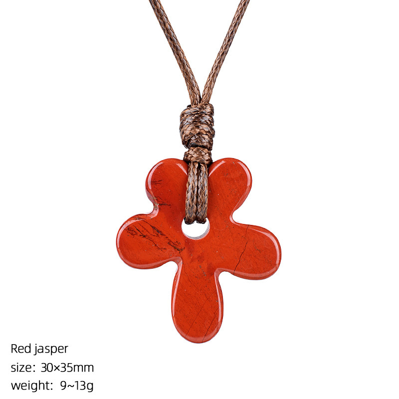 MYK4014-Natural stone five-petal flower necklace