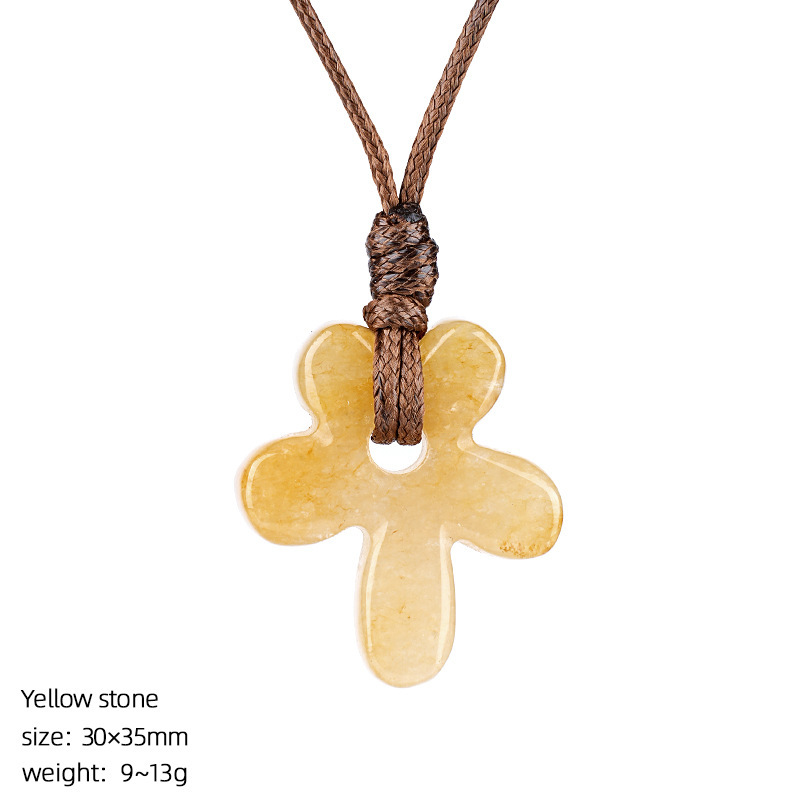 MYK4014-Natural stone five-petal flower necklace