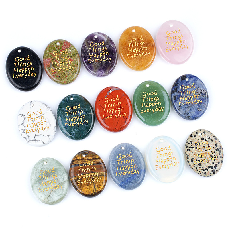 MYK4009-Natural Crystal Palm Stone Pendant DIY Necklace Charm