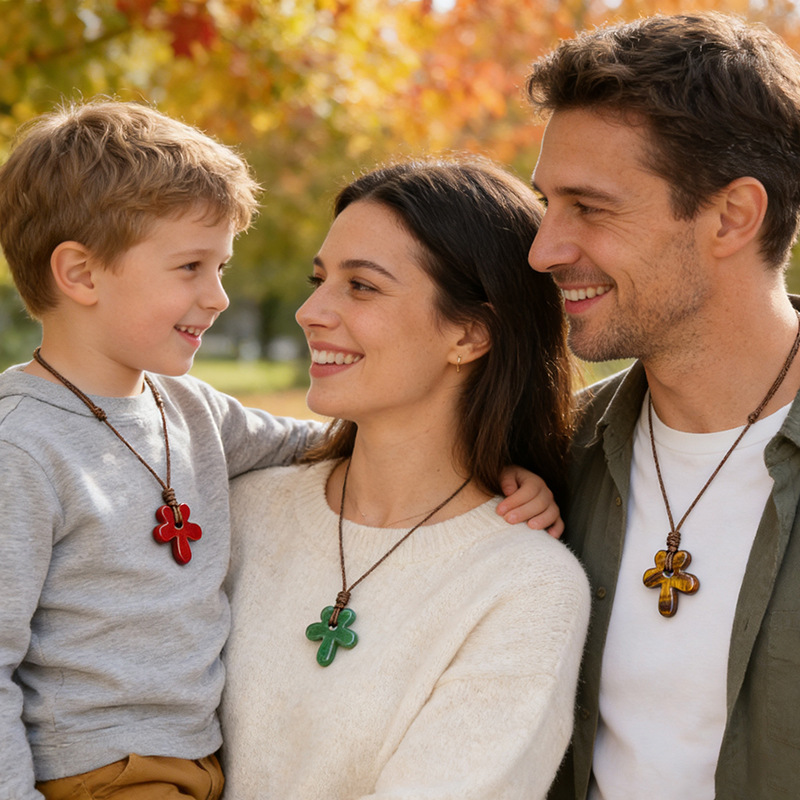 MYK4014-Natural stone five-petal flower necklace