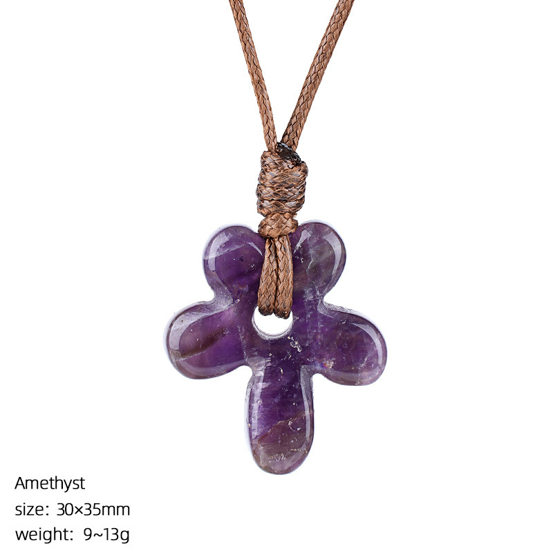 MYK4014-Natural stone five-petal flower necklace
