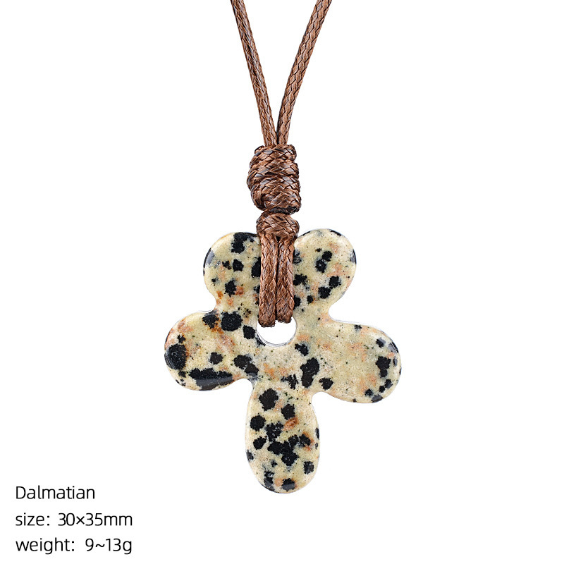 MYK4014-Natural stone five-petal flower necklace