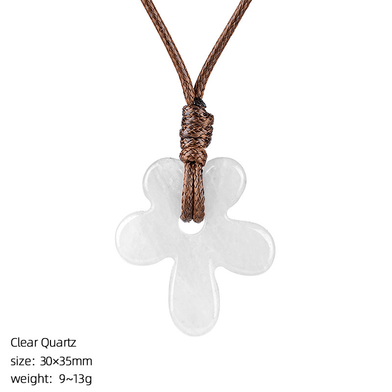 MYK4014-Natural stone five-petal flower necklace