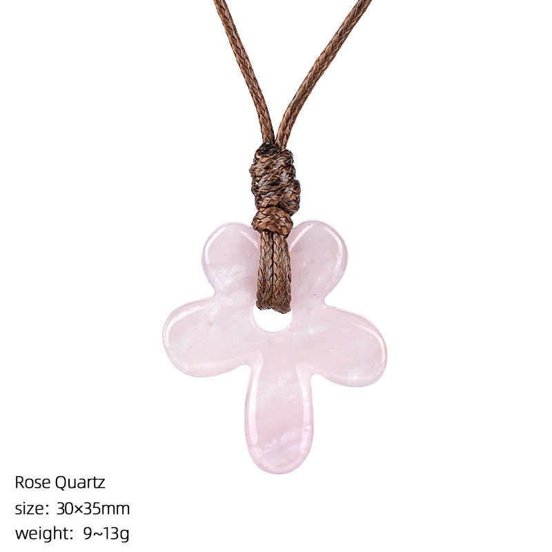 MYK4014-Natural stone five-petal flower necklace