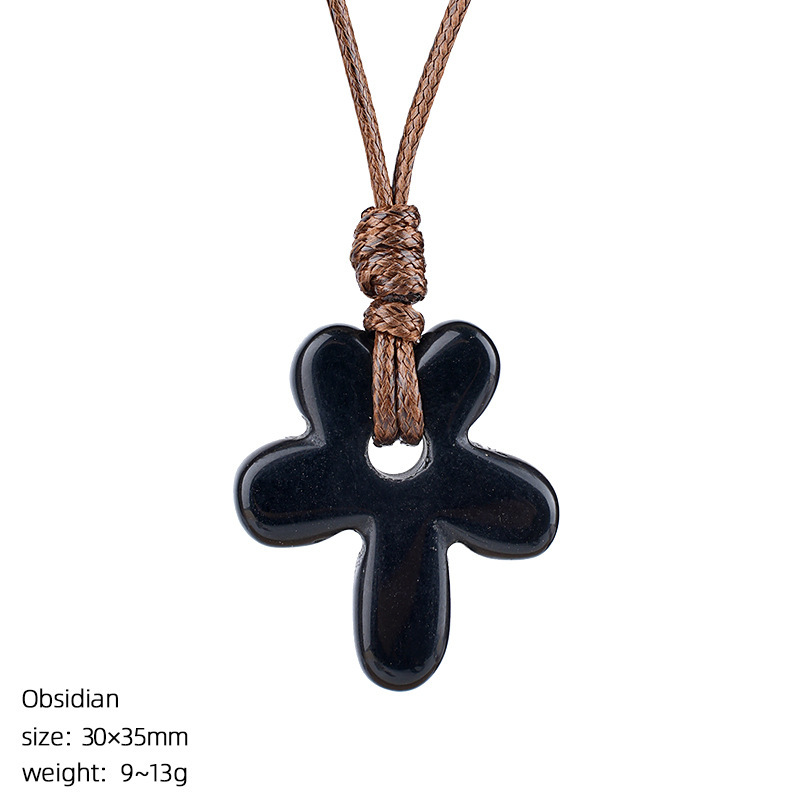 MYK4014-Natural stone five-petal flower necklace