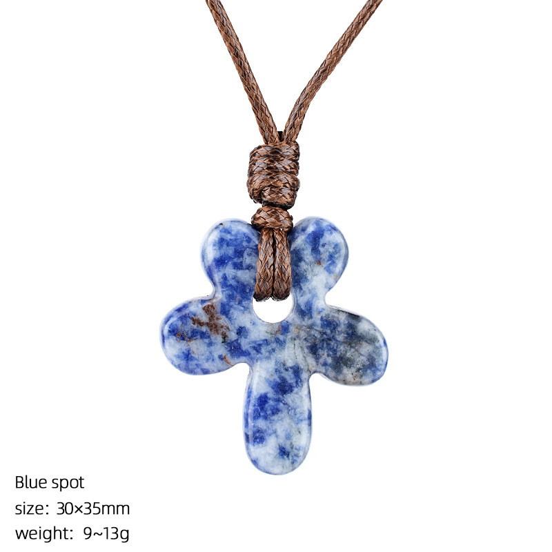 MYK4014-Natural stone five-petal flower necklace